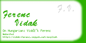 ferenc vidak business card
